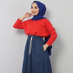 NEW Tesettur Dunyasi LACED HIJAB DENIM SKIRT DARK BLUE